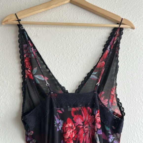 Free People Black Floral Sheer Stay Awhile Maxi Ruffle Dress Sz. M - Picture 7 of 11